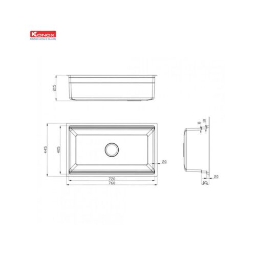 Chậu rửa bát chống xước Konox Workstation Sink – Undermount Sink KN7644SU Dekor (1)